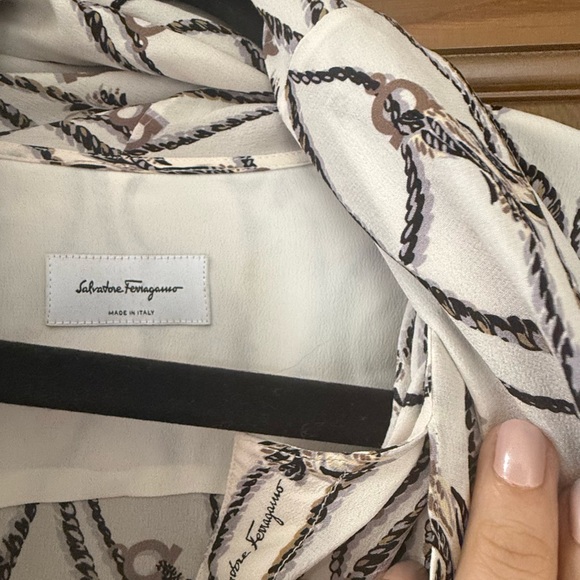 Ferragamo Gancini Tassel Print Silk Dress size 44 US 8 - Picture 4 of 6